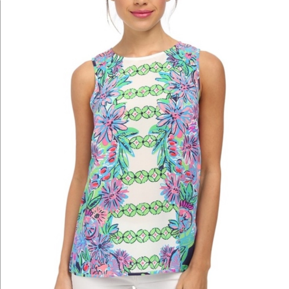 Lilly Pulitzer Iona Silk Button Back Top